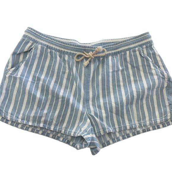 Aerie Shorts Womens Large Blue White Striped Drawstring Nautical Coastal - Picture 1 of 7